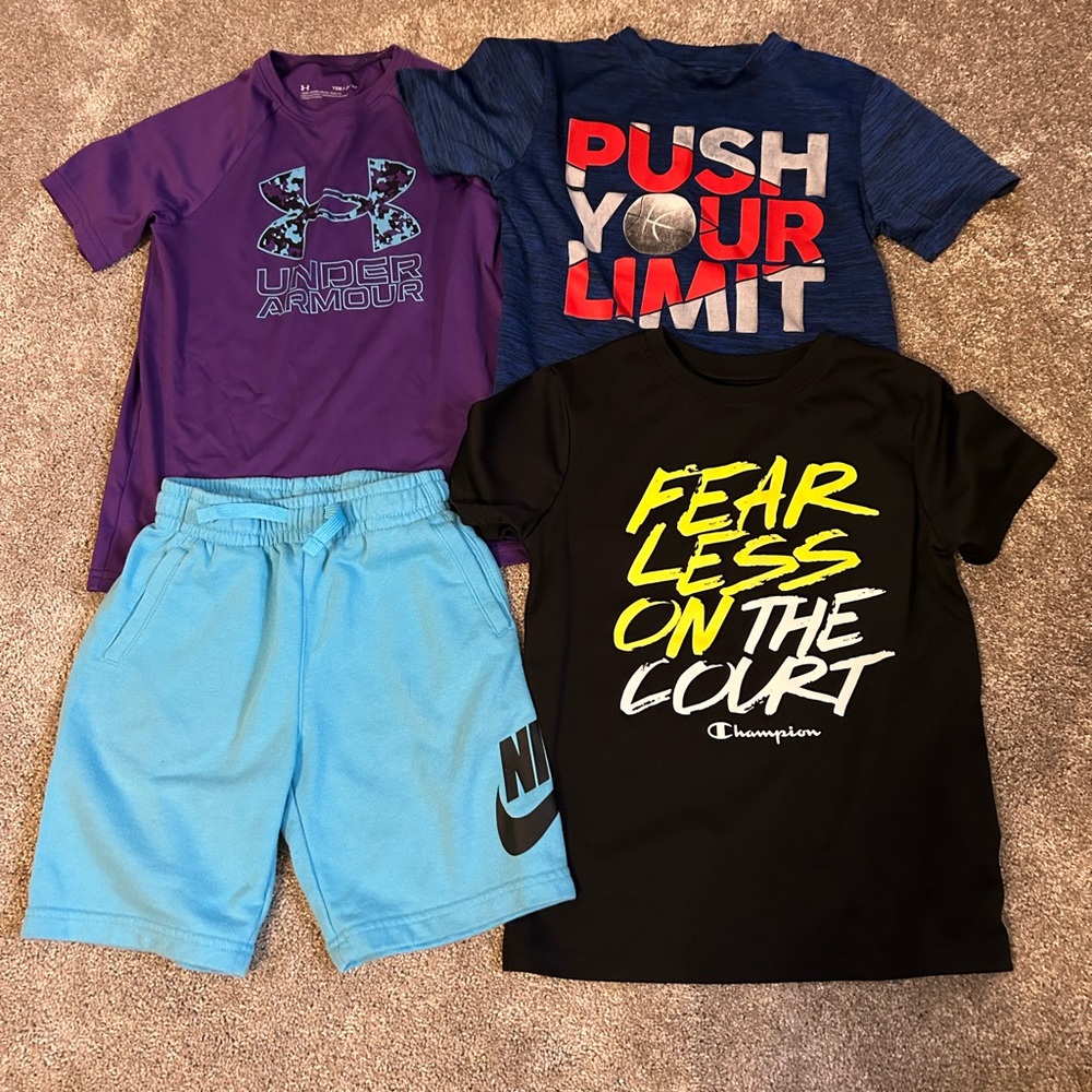 Bundle of boys athletic wear. All 3 shirts are dry-fit